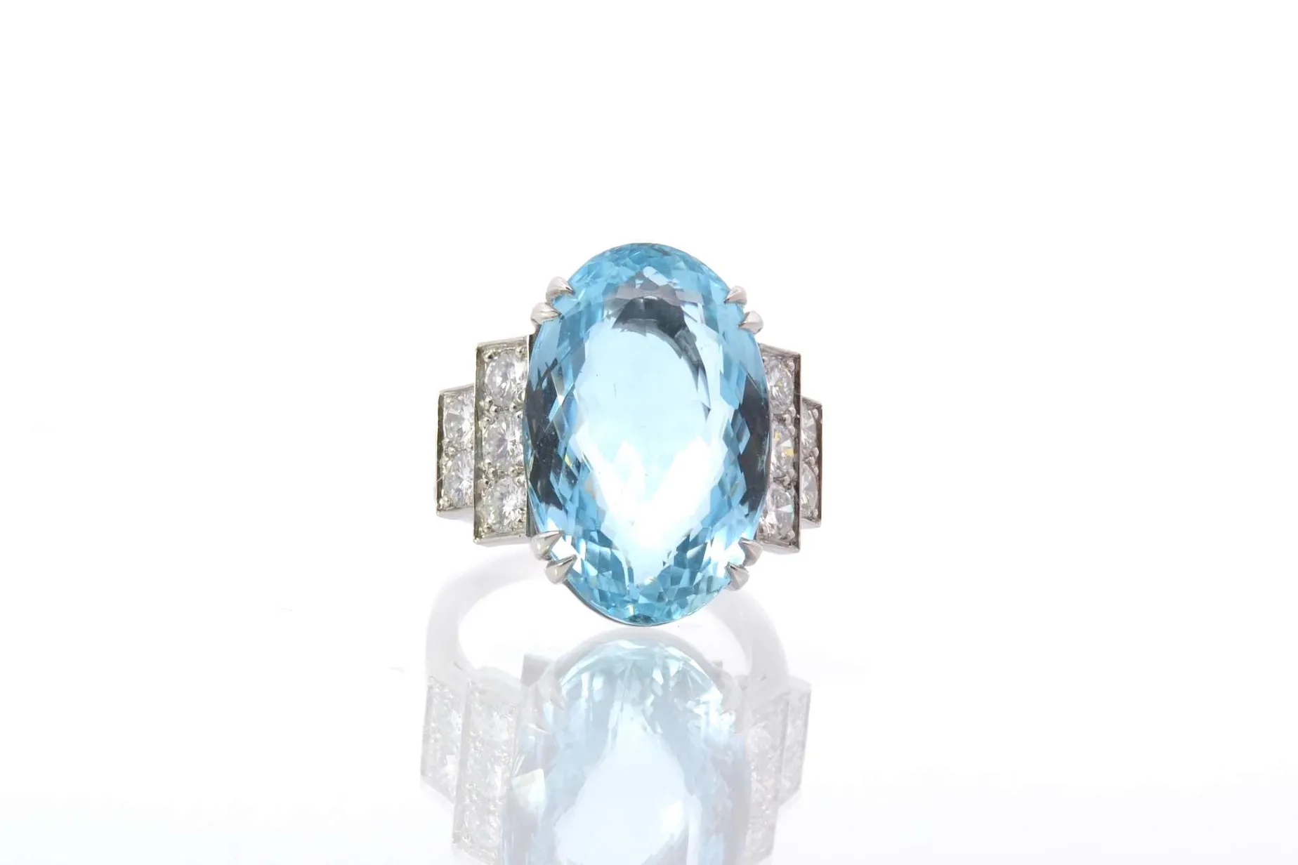Bottazzi Blondeel Bague aigue marine en platine Clearance