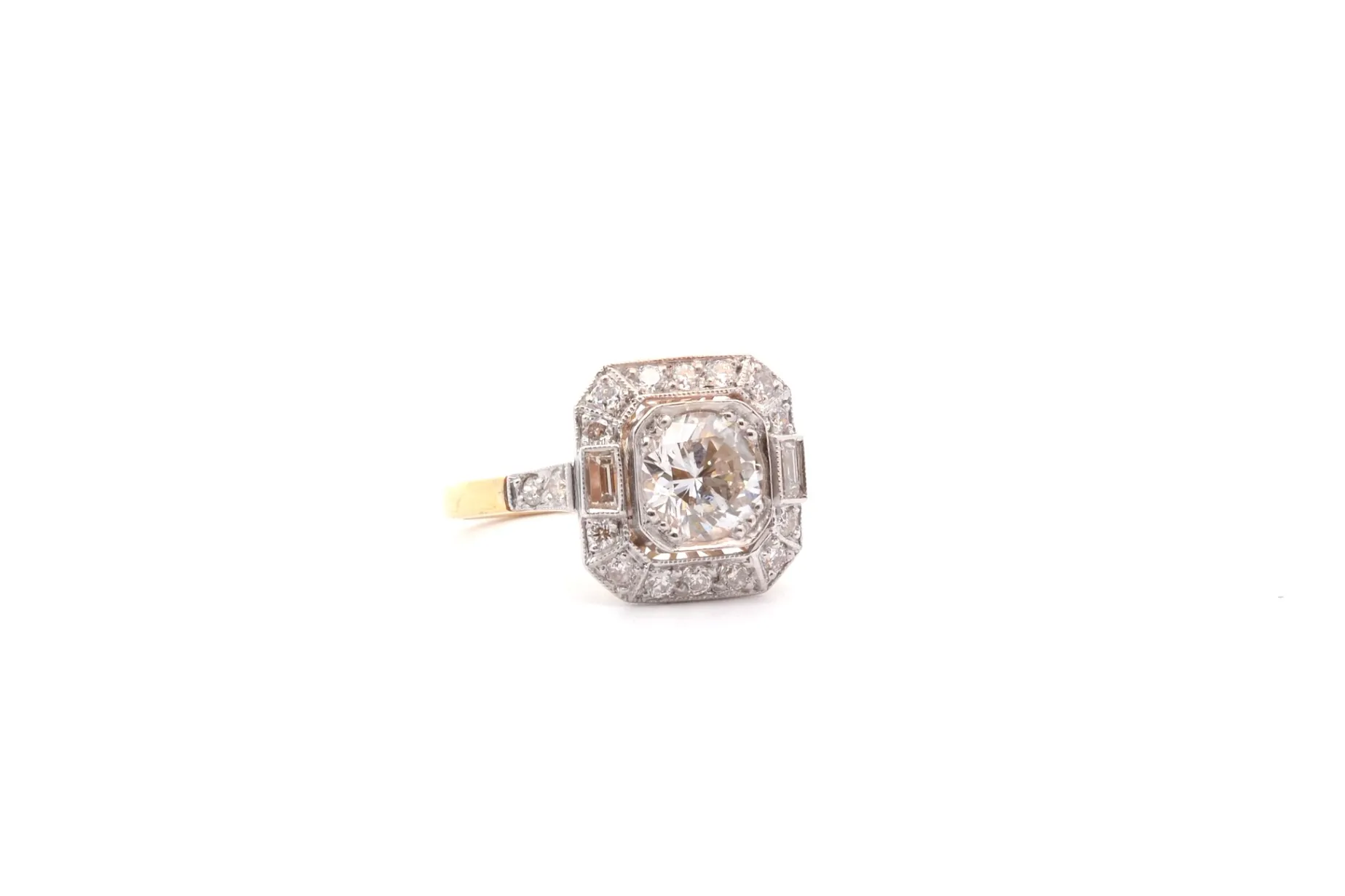Bottazzi Blondeel Bague art déco diamant 1,05cts en or et platine Sale