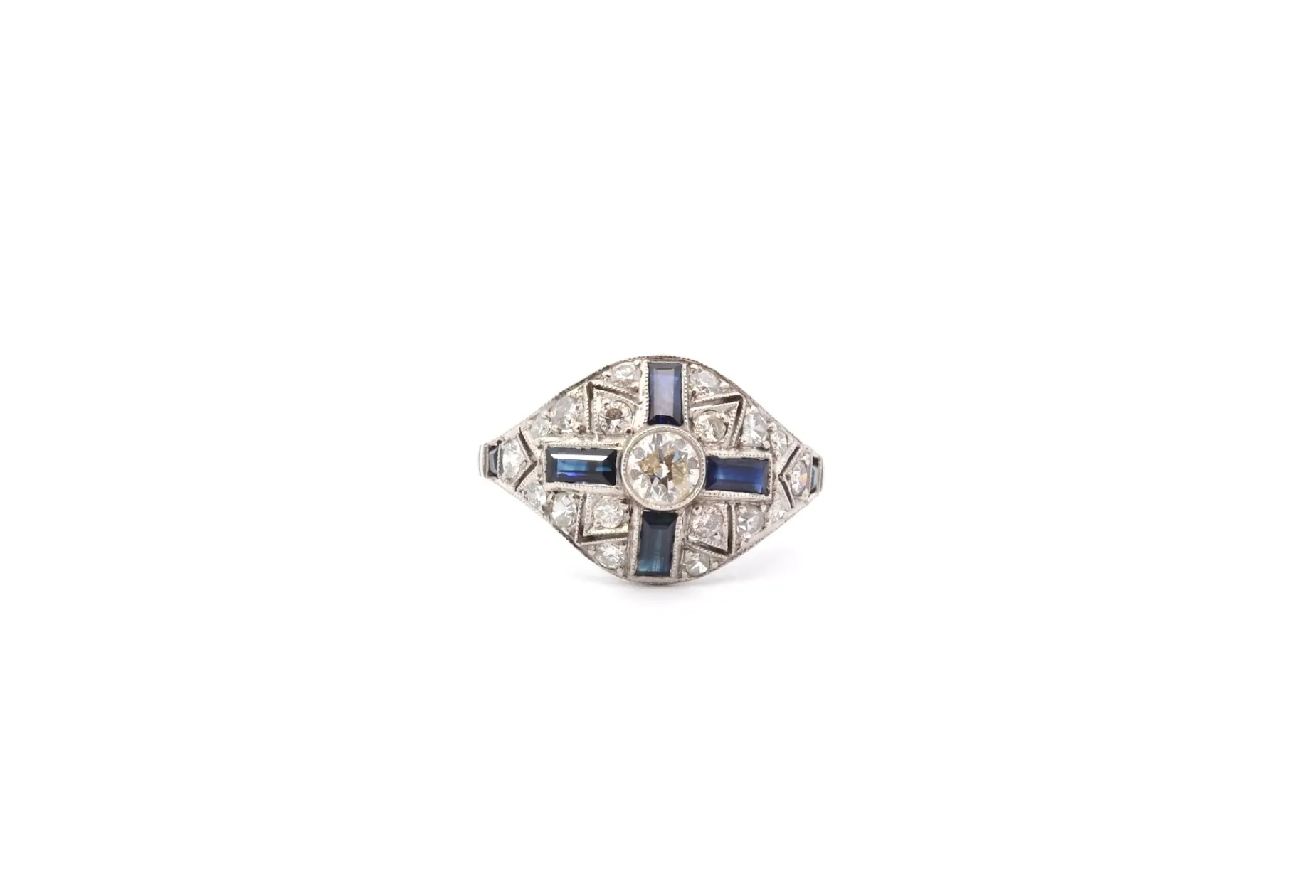 Bottazzi Blondeel Bague art déco diamants et saphirs Discount