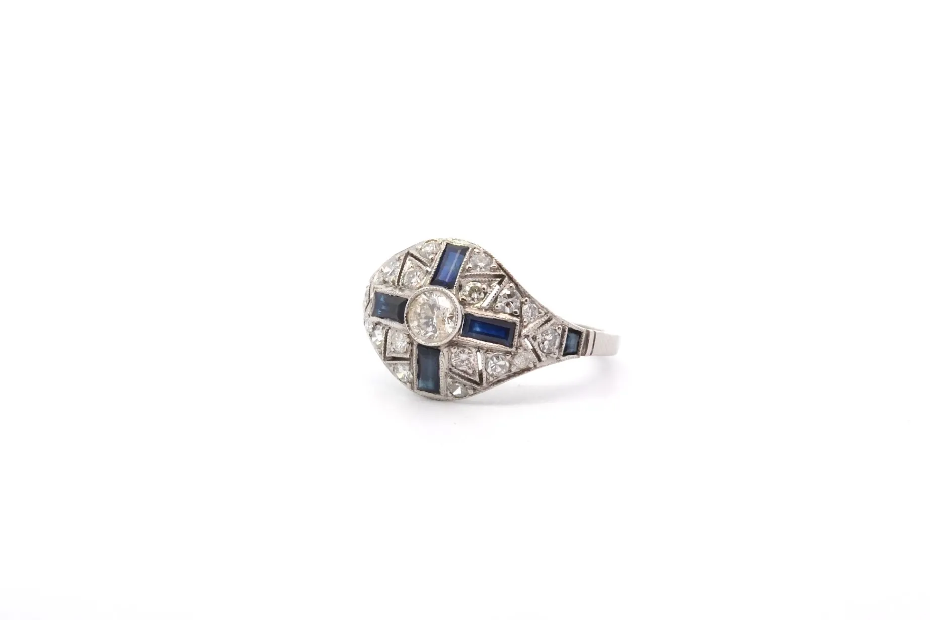 Bottazzi Blondeel Bague art déco diamants et saphirs Discount