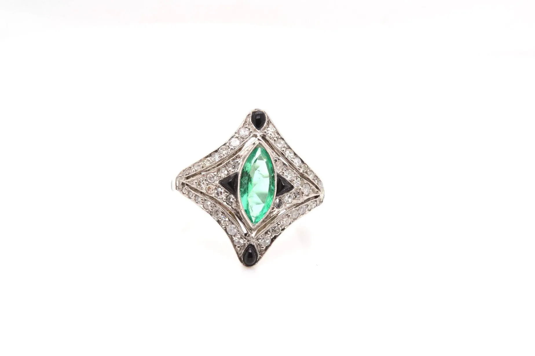 Bottazzi Blondeel Bague Art déco émeraude, saphirs et diamants Sale