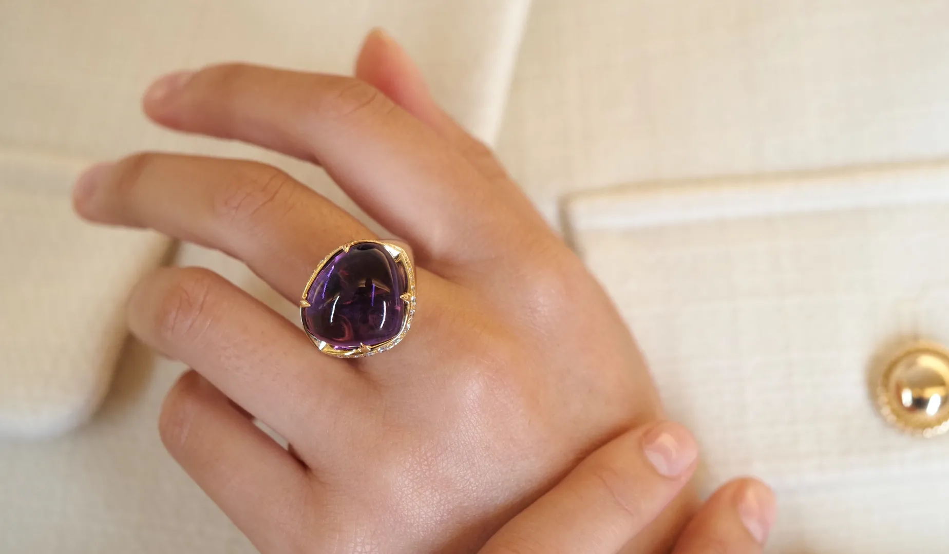 Bottazzi Blondeel Bague Bulgari Sassi amethyste et diamants en or 18k Fashion