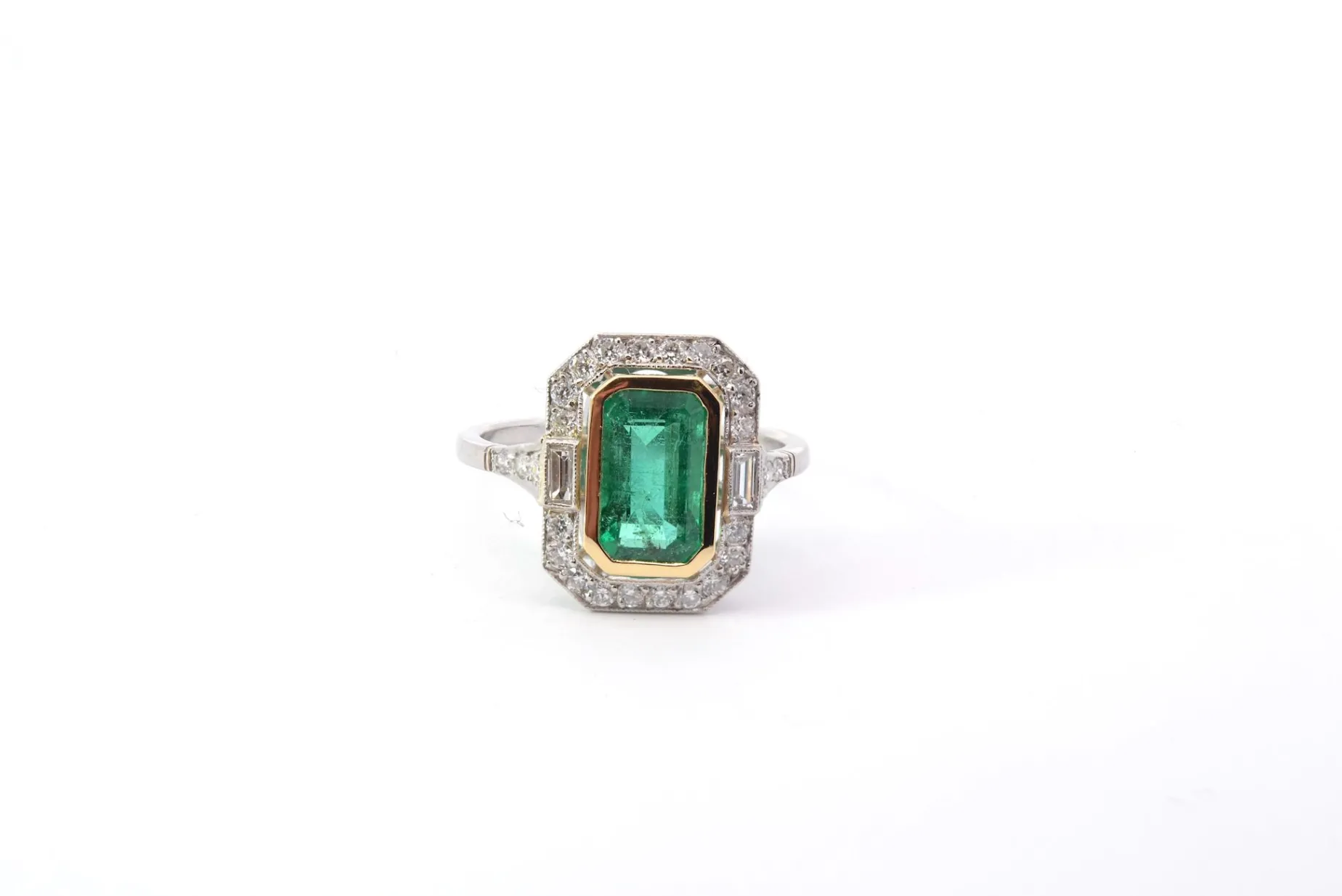 Bottazzi Blondeel Bague émeraude diamants en platine Best Sale