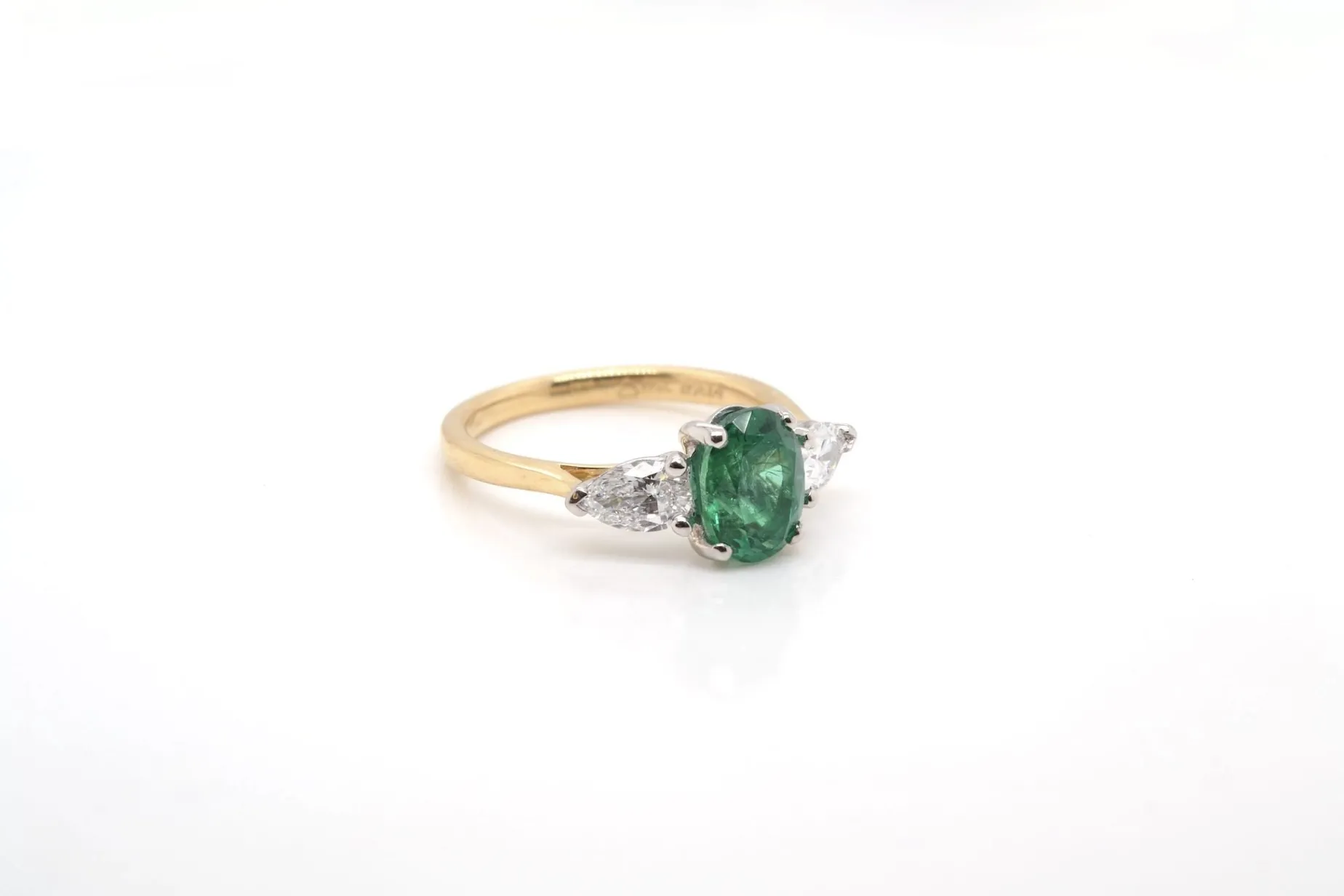 Bottazzi Blondeel Bague émeraude et diamants en or jaune 18k et platine Store