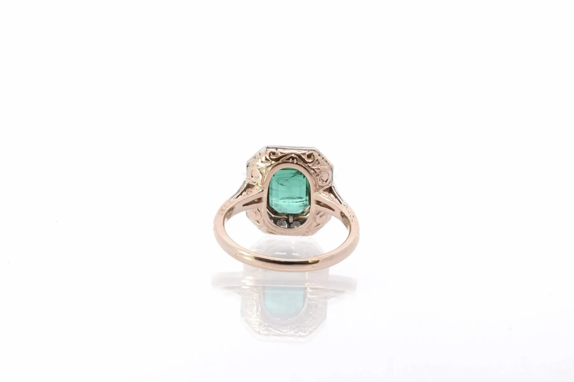 Bottazzi Blondeel Bague émeraude et diamants en platine et or rose Clearance