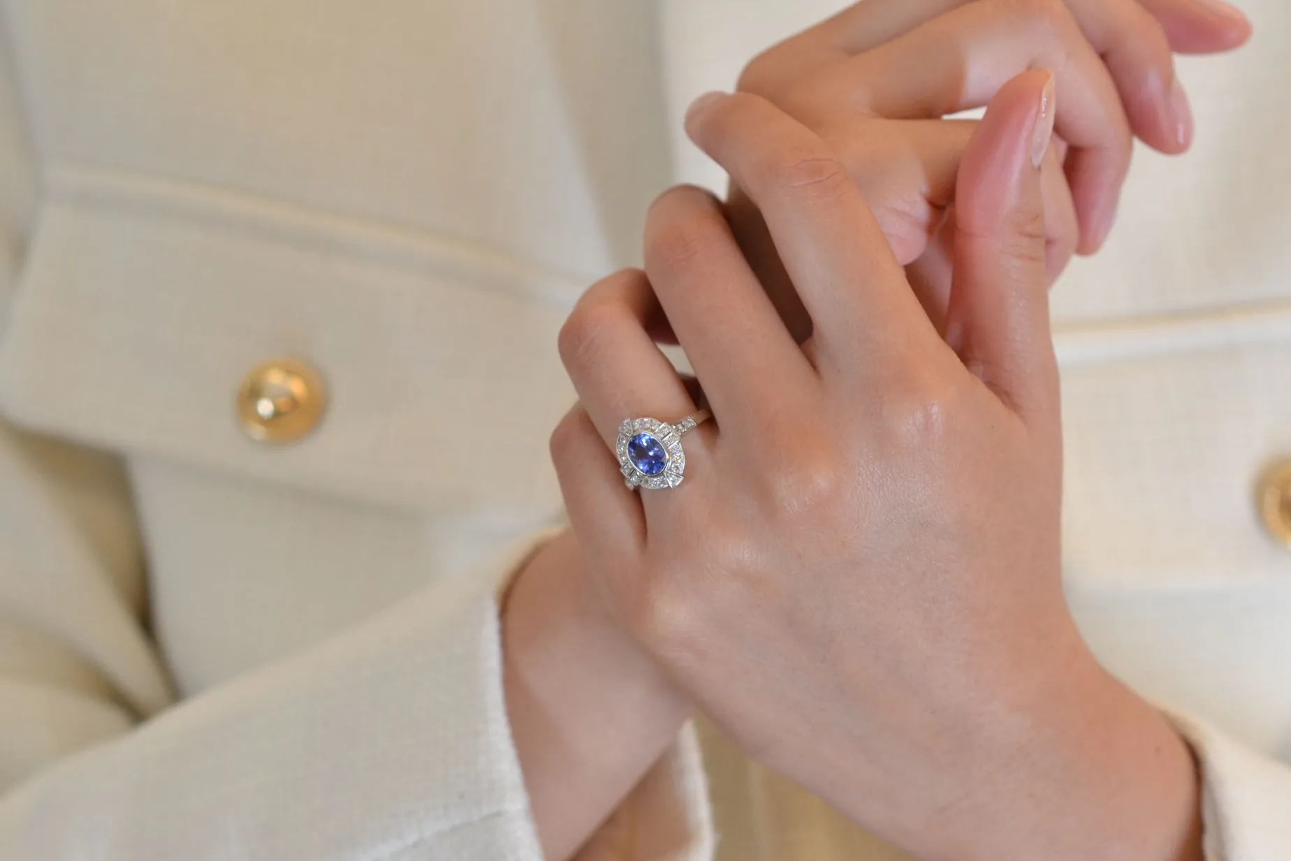 Bottazzi Blondeel Bague saphir 1,63cts et diamants en or et platine Store