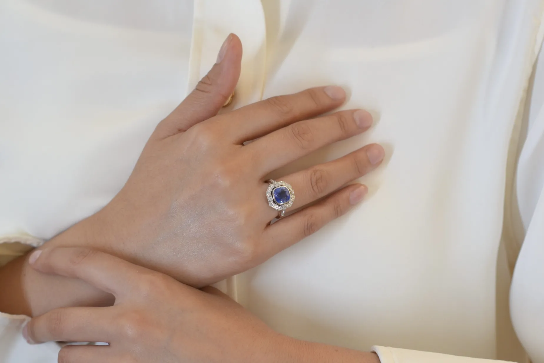 Bottazzi Blondeel Bague saphir 3,22cts et diamants en or et platine Best Sale