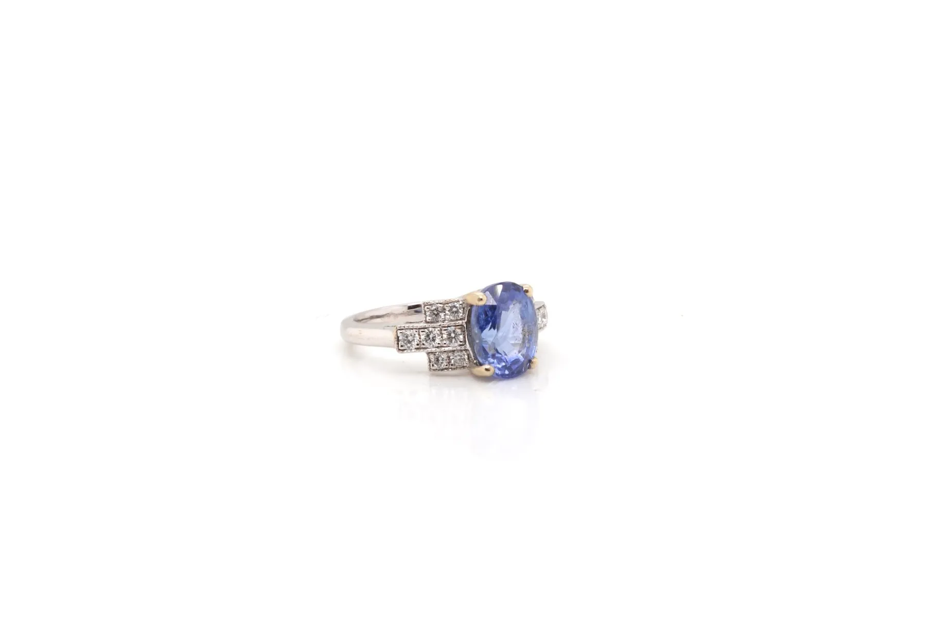 Bottazzi Blondeel Bague saphir de Ceylan et diamants en or blanc 18k Online