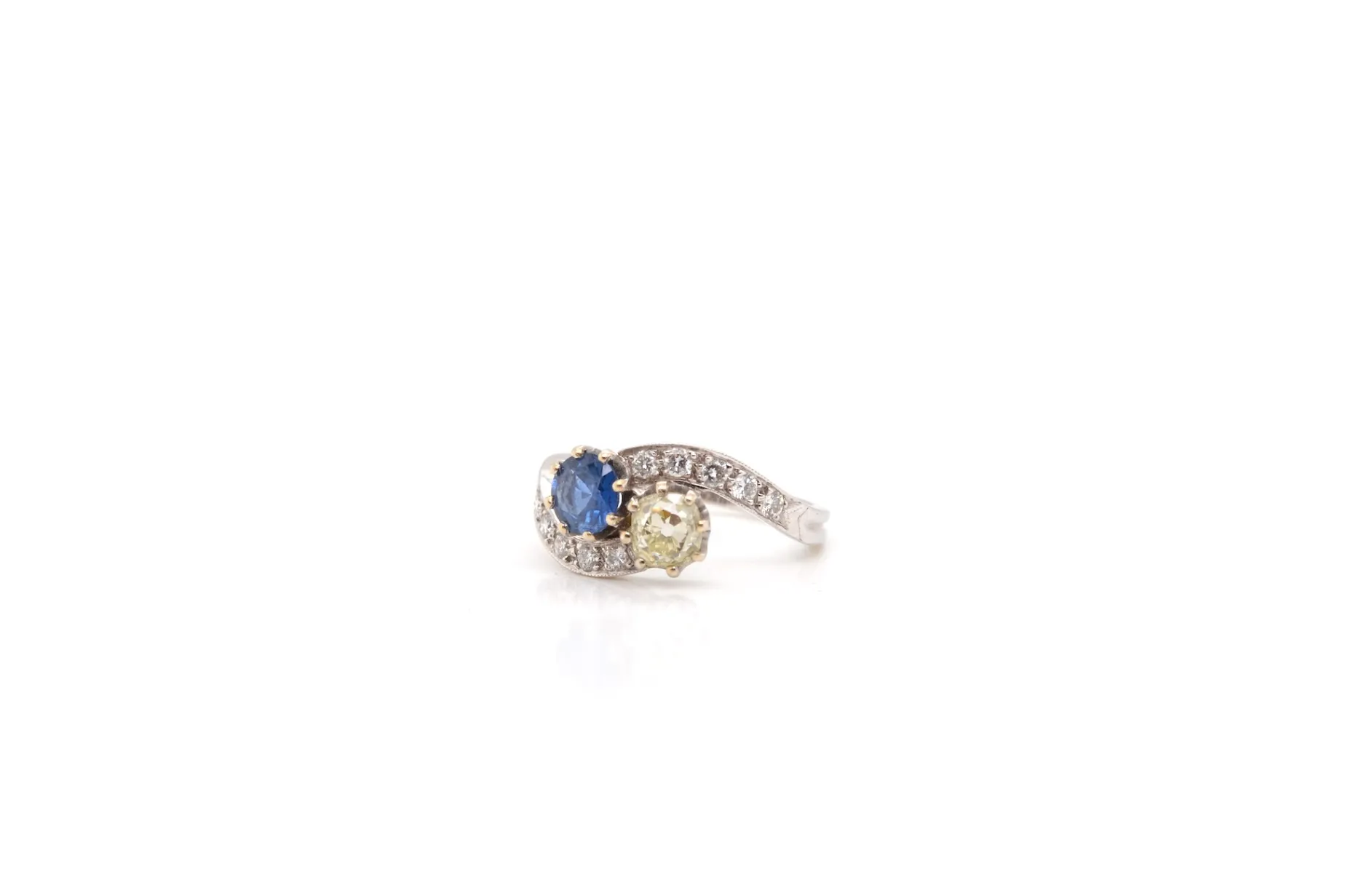 Bottazzi Blondeel Bague toi et moi saphir et diamants en or blanc 18k Hot
