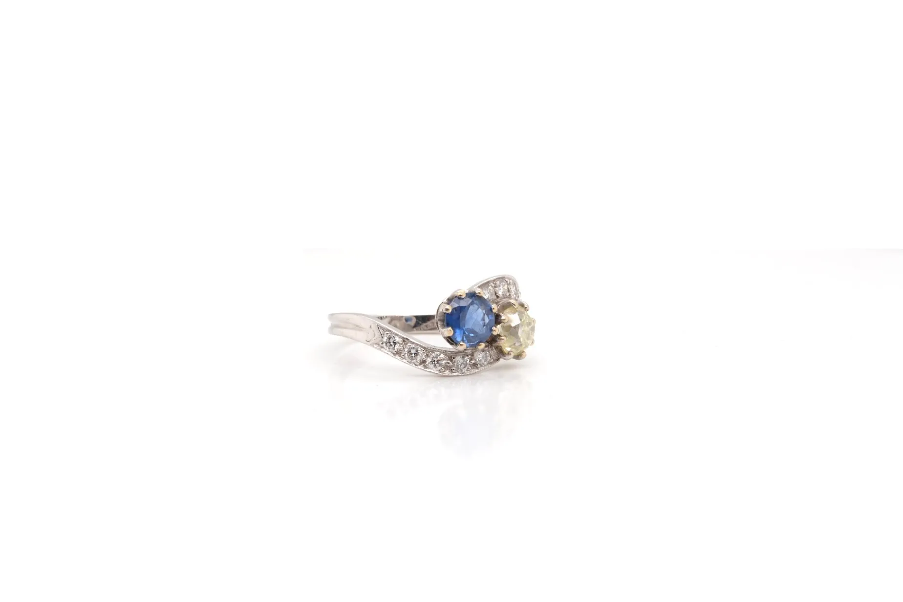Bottazzi Blondeel Bague toi et moi saphir et diamants en or blanc 18k Hot