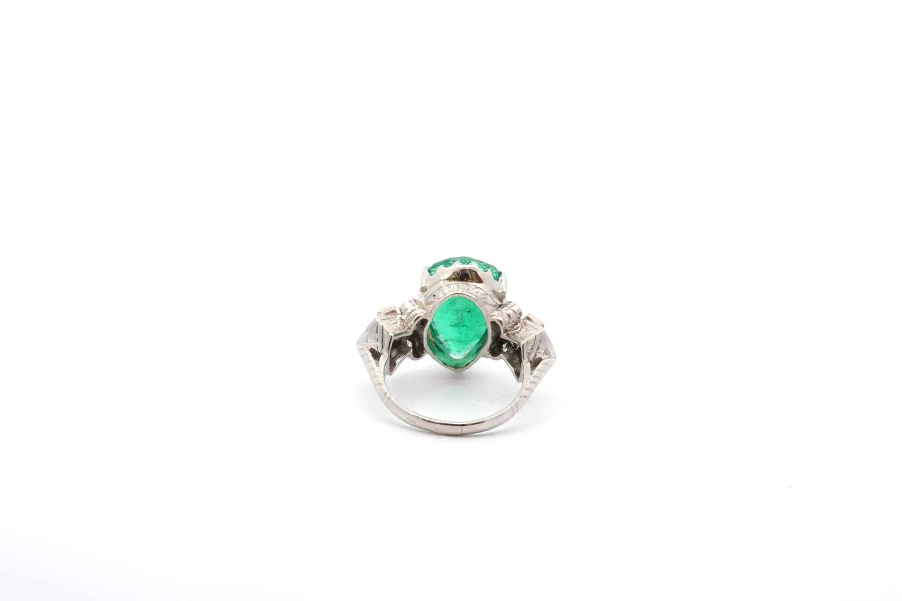 Bottazzi Blondeel Bague vintage émeraude et diamants en platine Hot