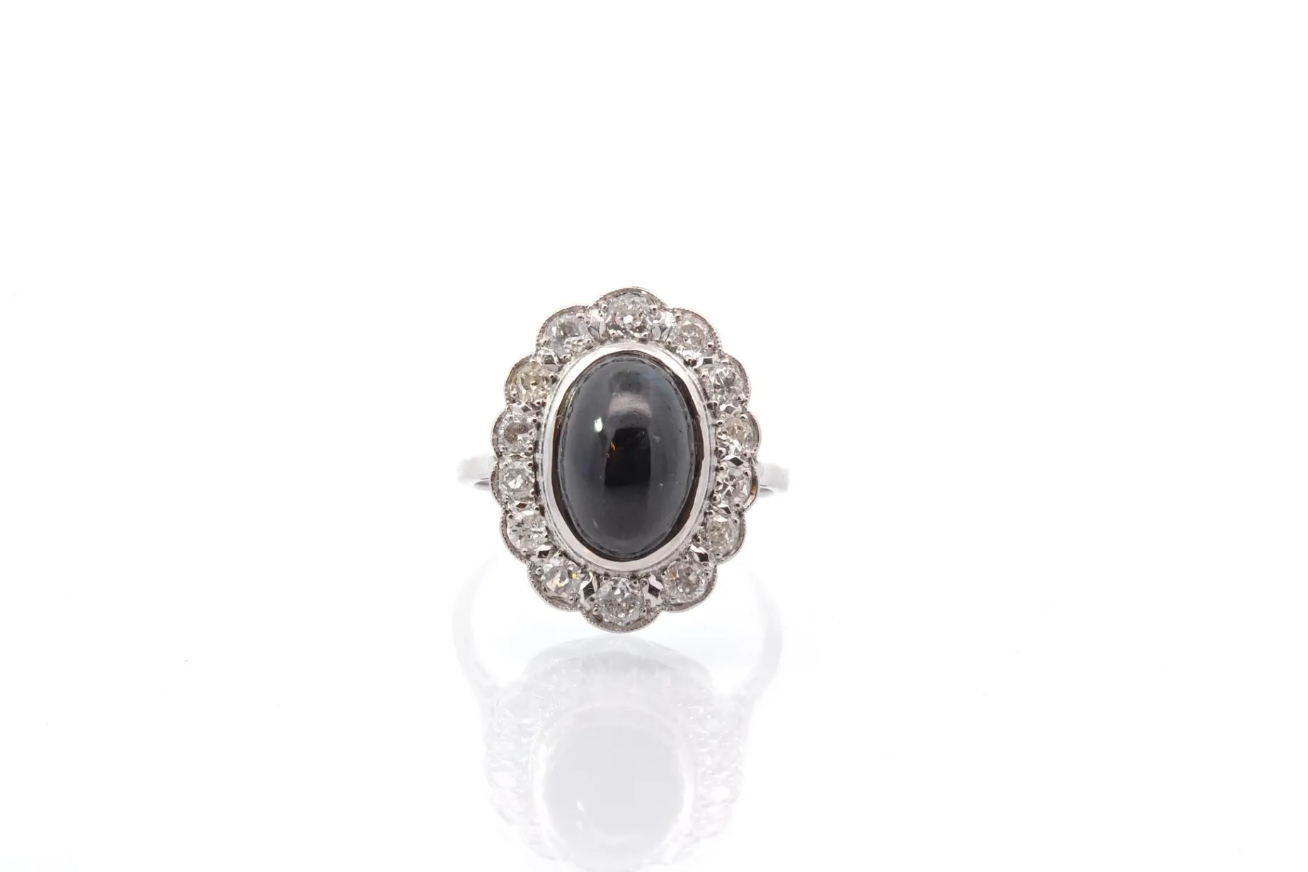 Bottazzi Blondeel Bague vintage saphir cabochon et diamants en platine Shop