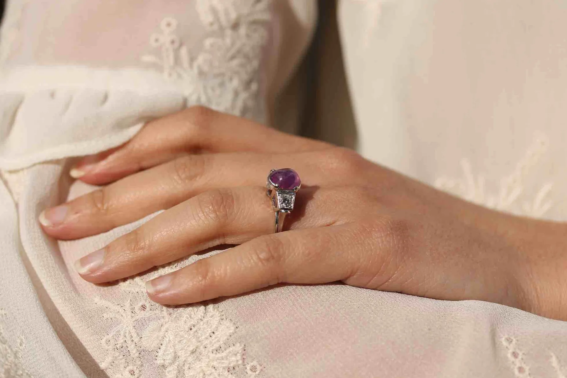 Bottazzi Blondeel Bague vintage saphir rose de Ceylan étoilé Best Sale