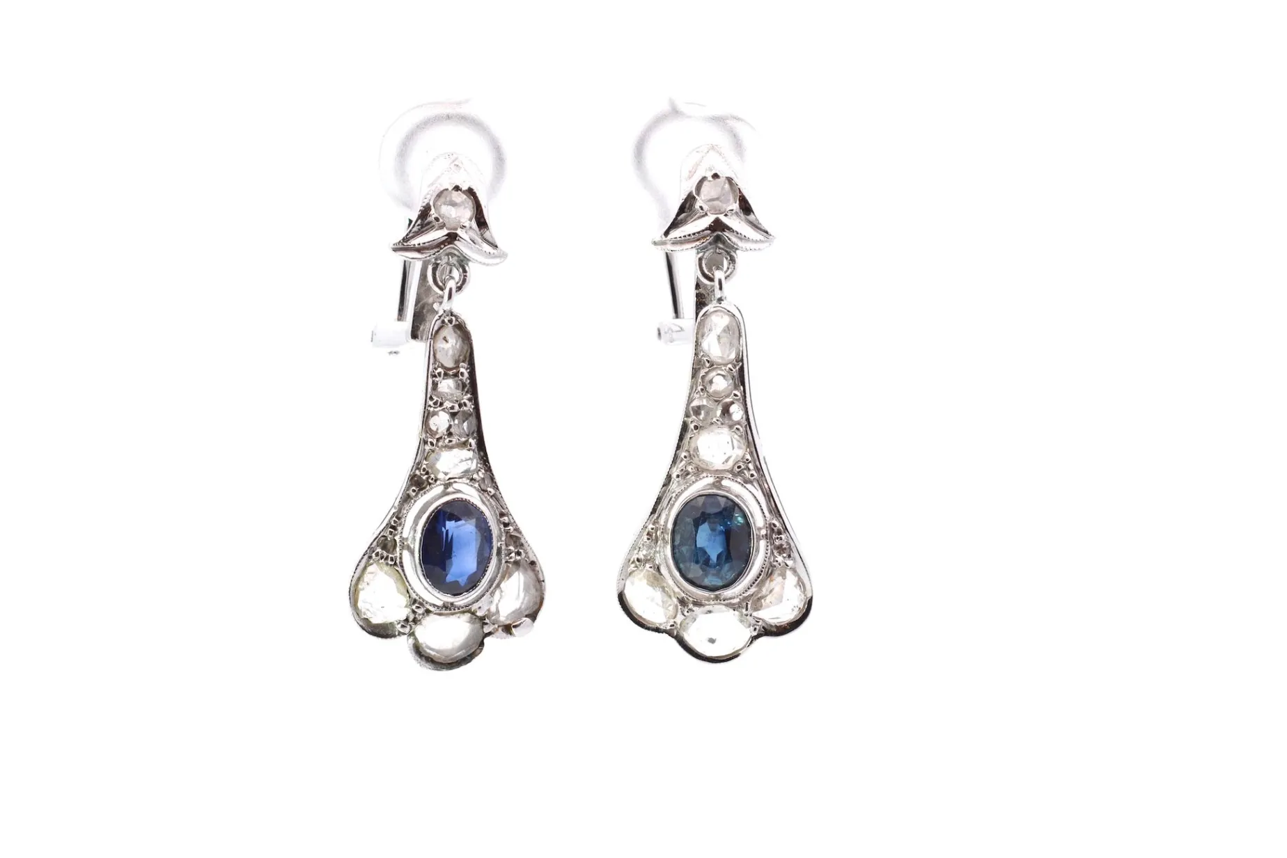 Bottazzi Blondeel Boucles d’oreilles anciennes saphirs et diamants Hot