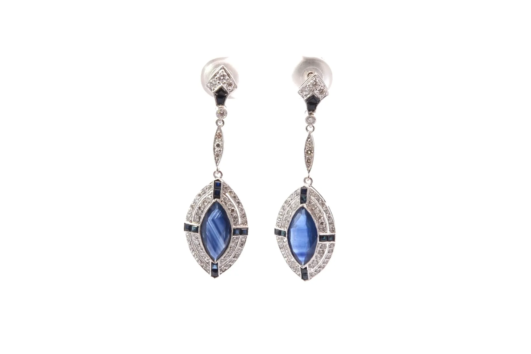 Bottazzi Blondeel Boucles d’oreilles art déco saphirs et diamants Sale