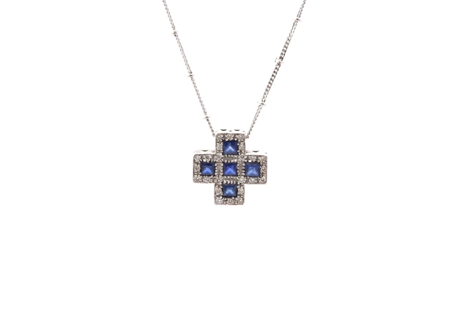 Bottazzi Blondeel Collier vintage saphirs et diamants en or 18k Sale