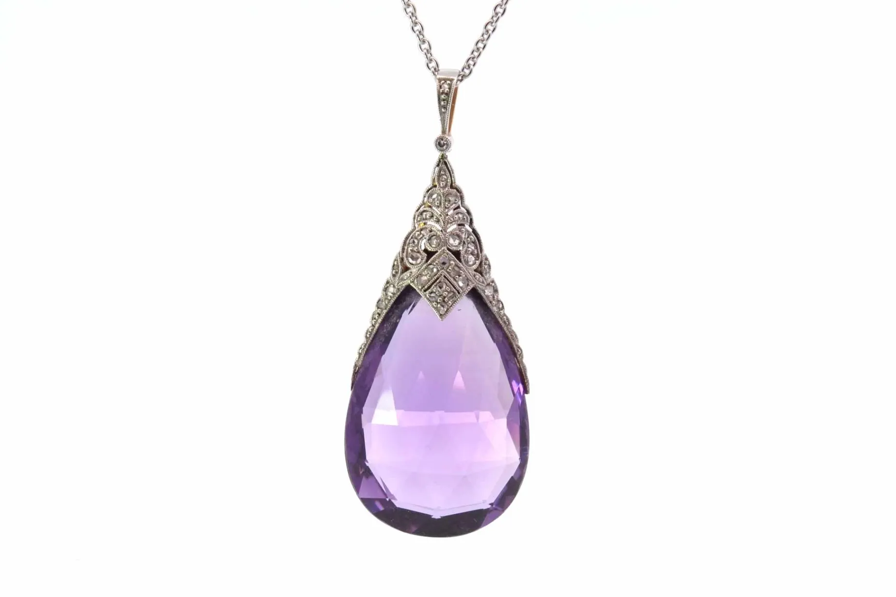 Bottazzi Blondeel Pendentif ancien 1900 améthyste et diamants en or et platine Clearance