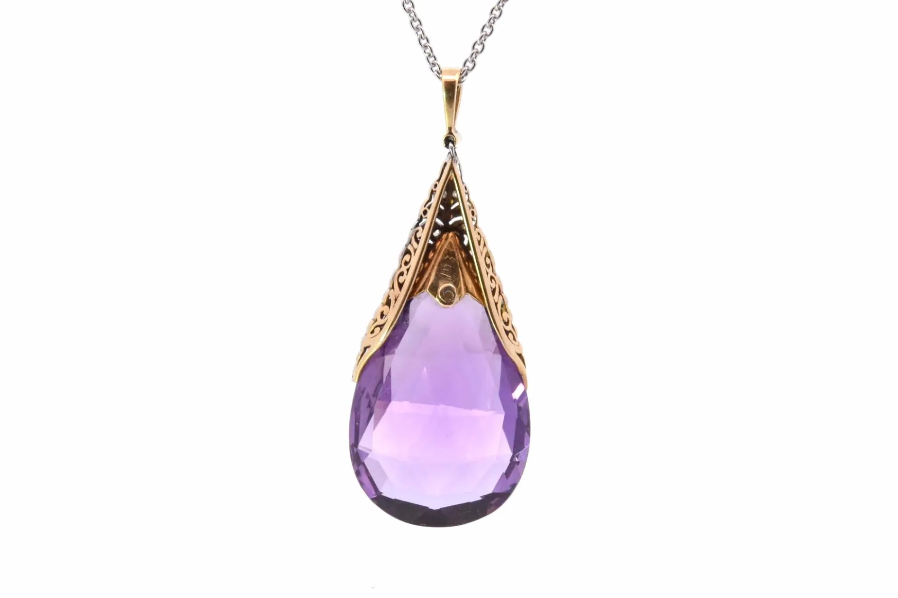 Bottazzi Blondeel Pendentif ancien 1900 améthyste et diamants en or et platine Clearance