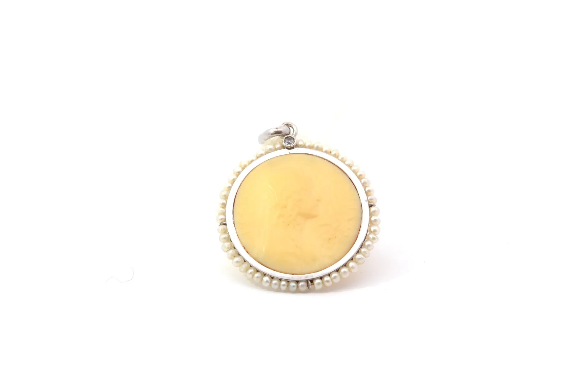 Bottazzi Blondeel Pendentif médaille ancienne perles et diamant Flash Sale