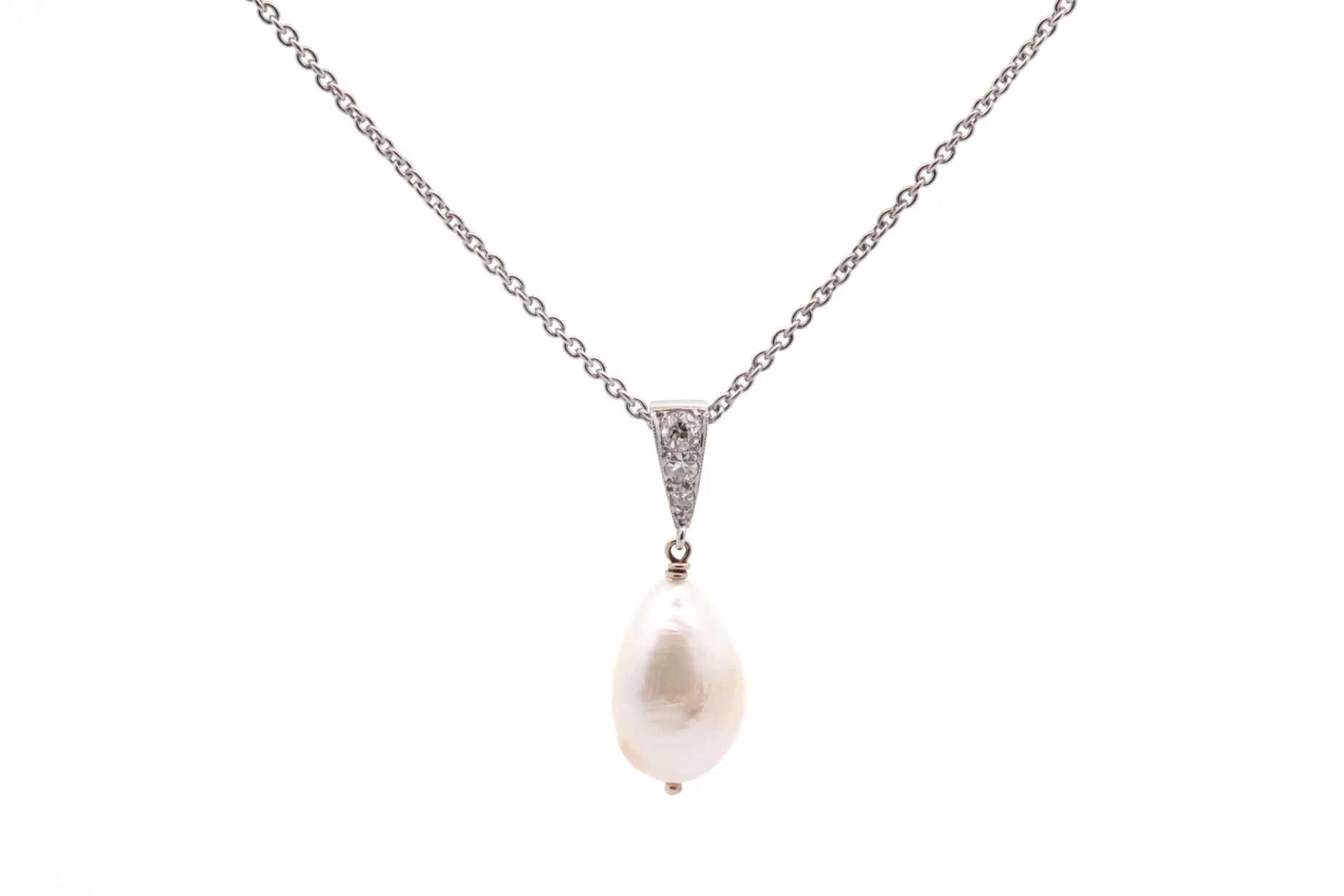 Bottazzi Blondeel Pendentif vintage perle de culture d’eau douce et diamants Clearance